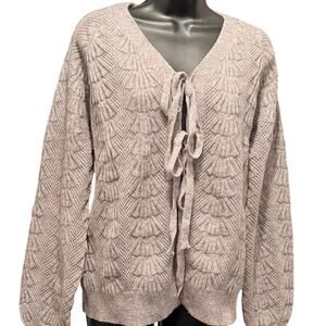 NEW Sweaty Rocks Women's Open Front Bow Cardigan Trendy Fall Sweater Gray Size L